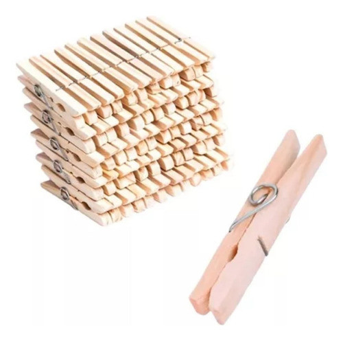 Kit 60un Prendedor Madeira Roupas Lavanderia Resistente 1