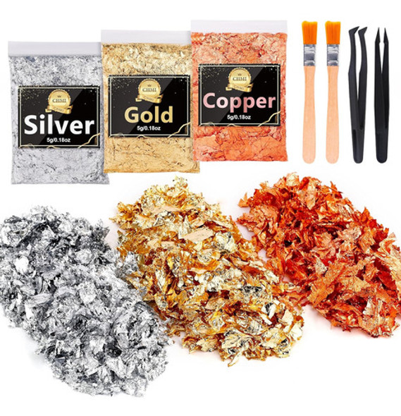 Hojuelas De Oro Foliado Para Joyería, 15g, Oro, Plata, Cobre 0