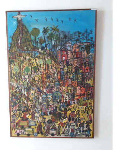 344- Alex Dos Santos. Ost 62 X 92cm C/moldura-  A Favela - 1