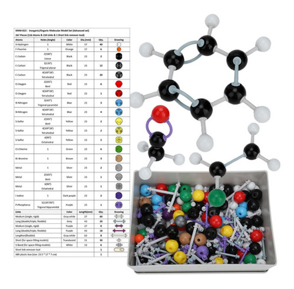 Modelo Molecular De Química 267 Pcs Orgânico Inorgânico 0