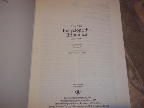 The New Enciclopedia Britannica Macropedia - Volumen 19 1
