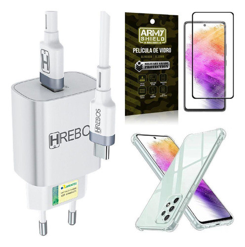 Kit Capa Samsung A73 5g + Carregador Turbo 18w + Película 0