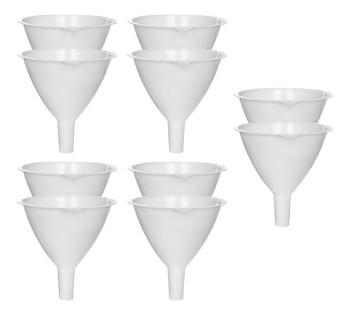 Jogo 10 Funil Plástico Pequeno 10cm Simples Pratico Coar 0