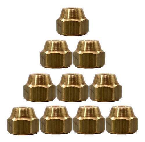10 Tuercas Cupla 1/4 Flare Tidar Bronze Refrigeracion Arg. 0