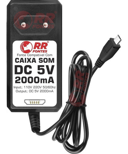 Fonte Carregador Dc 5v 2a Para Caixa Som Multilaser Sp-233 1
