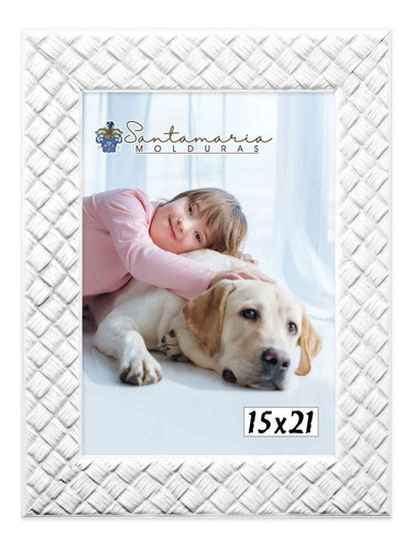 Kit 2 Molduras Porta Retrato 15x21 3cm Relevo Branco 1