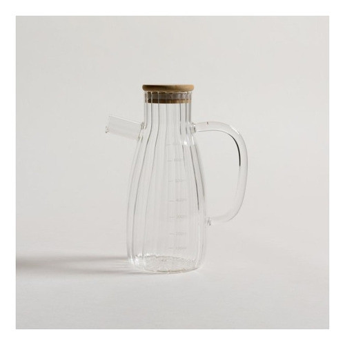 Aceitera Medidora Bombe Facetada Con Tapa De Bamboo 650 Ml 1