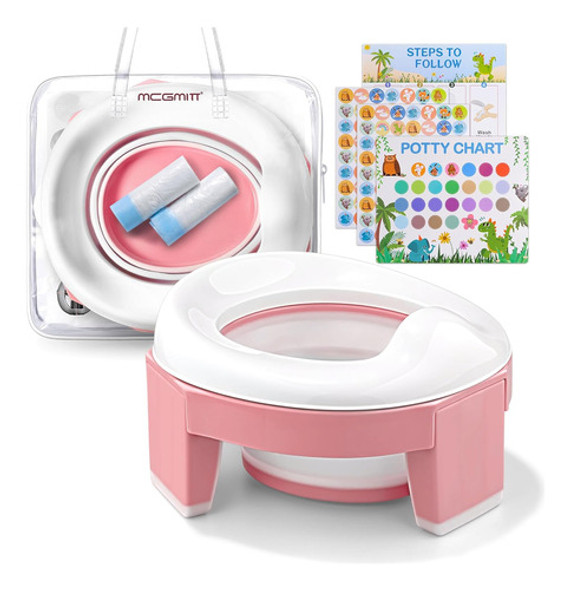Asiento Portátil Rosa Para Niños Con Bolsa De Almacenamiento 0