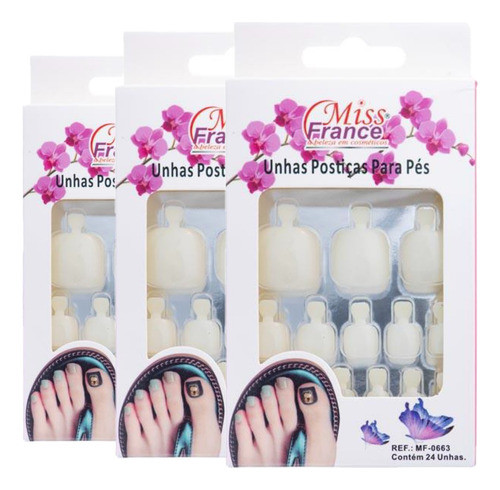 12 Unhas Posticas Para Pes Mf0663 Miss France Atacado Sj 0