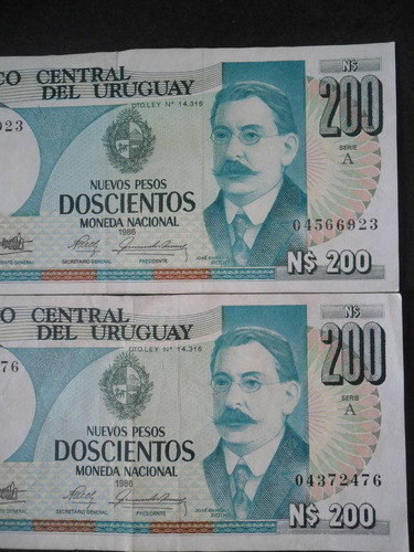 Billetes De 200 Nuevos Pesos Banco Central Del Uruguay.///// 1
