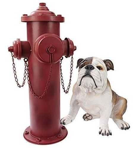 Diseño Toscano Fire Hydrant Statue Puppy Pee Post Y Pet Stor 0