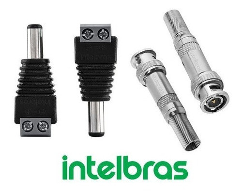 Kit 20 Conector Bnc Com Mola + 10 P4 Macho Borne Intelbras 0