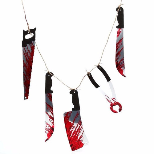 Guirnalda Herramientas Con Sangre Decoración Halloween X1 0
