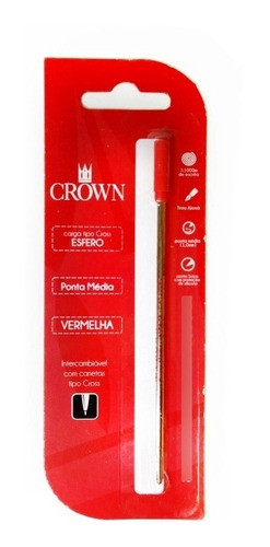 Carga Caneta Esfero Crown Tipo Cross Vermelha 12009v 2 Un. 1