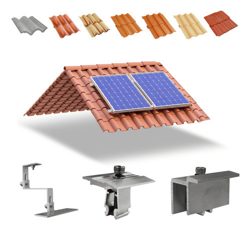Kit Estrutura Suporte 02 Placas Painel Solar Telha Colonial 0