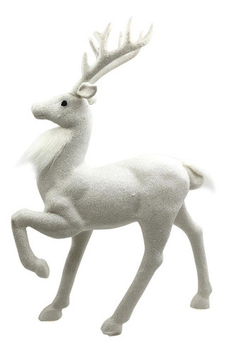 Reno Blanco Navideño Blanco 31 X 20 Cm Decoración Navidad 1