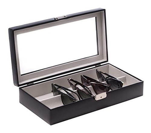 Tiempo Fabrica Ajbb643blk Cuero Multi Anteojos Caso Con Par 0