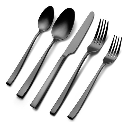 Juego Cubiertos Premium Acero Inoxidable 40pzas Para 8 Negro 0