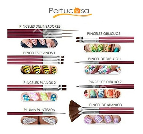 Kit De Decoracion X33 Para Uñas Semipermanentes Con Pinceles 1