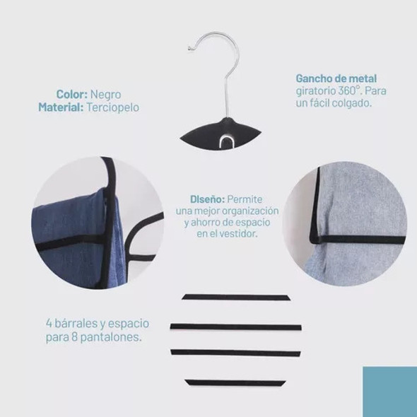 Perchas De Plastico Negra    Negra       Pieza Pantalonera 1