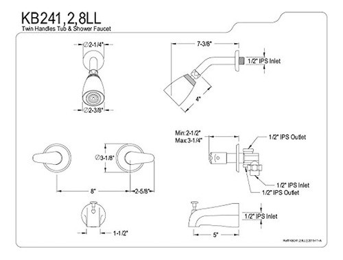 Kingston Latón Kb24 Ll Legado Tina Y Ducha Llave Kb248ll 1