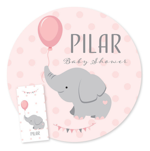 Kit Imprimible Elefante Bebe Gris Rosa Candy Bar Tukit 0