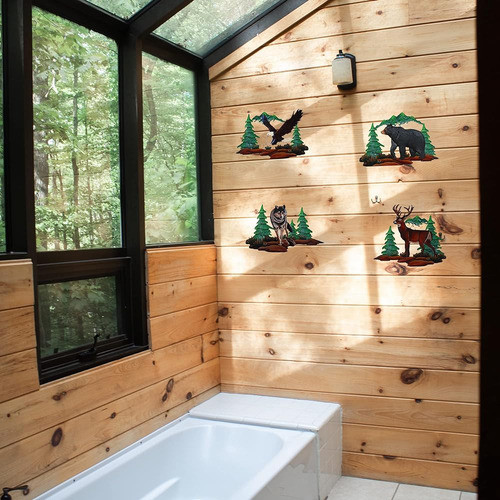 Bvlfook 4 Piezas Metal Wall Art Wolf Moose Bear Eagle Wolf T 1