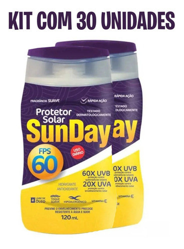 Kit Com 30 Protetor Solar Sunday Fps 60 120ml 0