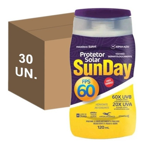 Kit Com 30 Protetor Solar Sunday Fps 60 120ml 1