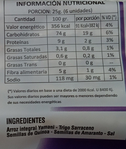 Galletas De Arroz Yamani X12 Con Sarraceno Y Quinoa Sin Tacc 1