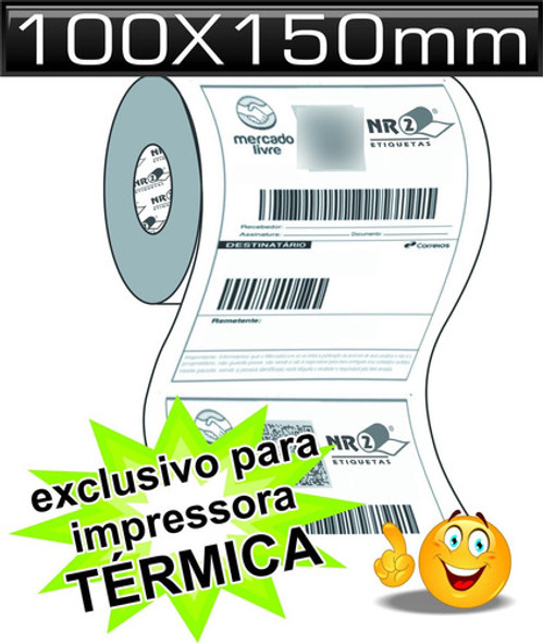 50 Rolos Etiqueta 10x15 100x150 Térmica Serrilha E-commerce 1
