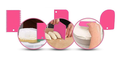 Set X3 Espátula Alisador Peine Decoración Tortas Repostería 0
