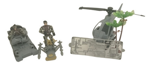 Set Militar Helicóptero + Tanque + Personajes Juguete Niños 1