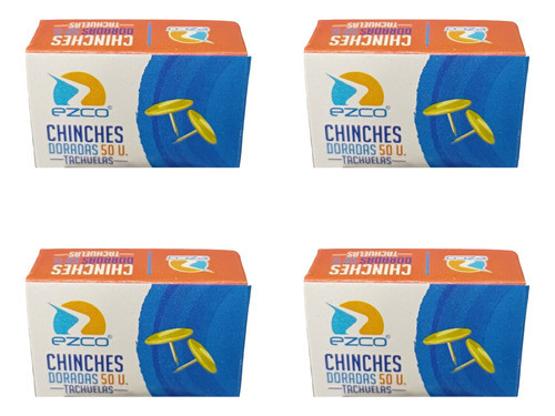 200 Chinches Ezco Tachuelas Metalicas Color Dorado 0