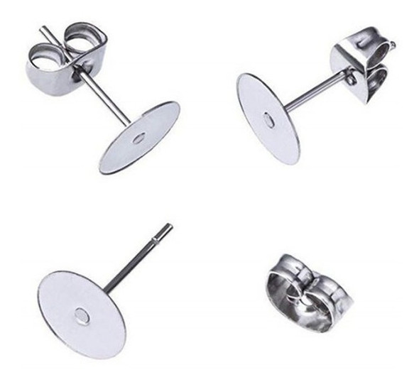 50 Bases Planas Acero Quirurgico 8mm  Con Fru Fru Acero Q 0