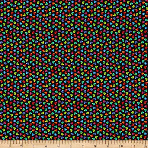 Timeless Treasures Lips & Kisses Ombre Rainbow Hearts Black, 0