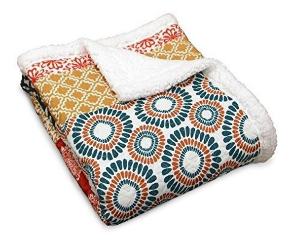 Exuberante Decoración Bohemia Rayas Sherpa Manta 1