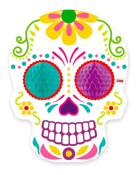 Cartel Decoración Calaca Mexicana Ojos Panal - Ciudad Coti 0