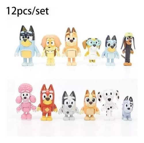 12 Peças Bluey Family & Friends, Modelo De Boneco, Brinquedo 1