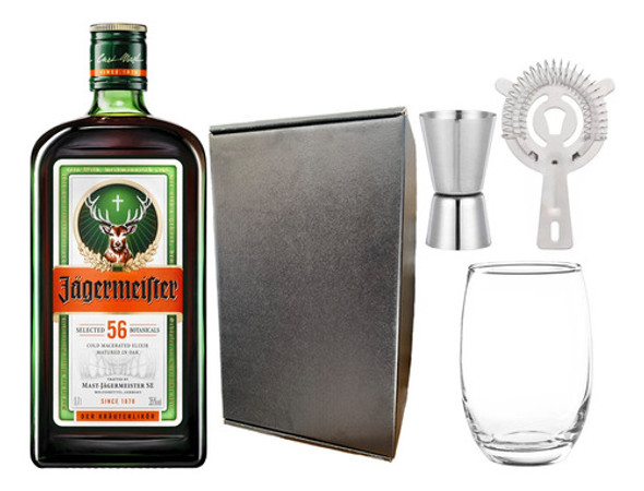 Estuche Licor Jagermeister 1750ml + Vaso + Jigger + Colador 0