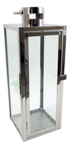 Lanterna Marroquina Decorativa Prata Inox 39x14cm 0