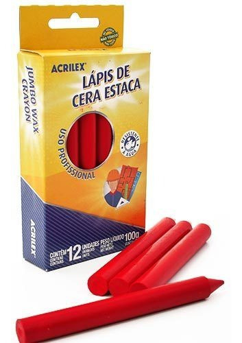 Lápis De Cera Estaca Acrilex 507 - Vermelho 0