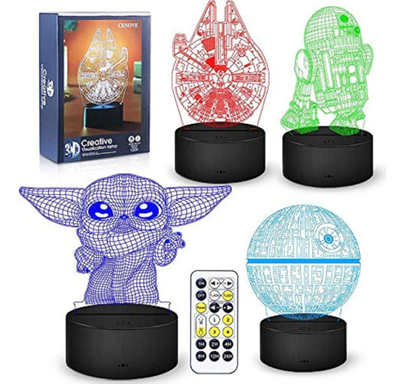 ~? 3d Illusion Star Wars Night Light Para Niños, 4 Patrones 0 ~? 3d Illusion Star Wars Night Light Para Niños, 4 Patrones 0
