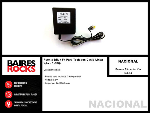 Fuente Dilux F4 Para Teclados Casio Línea 9,5v - 1 Amp 1