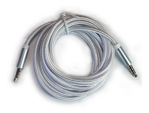 Cable Miniplug 3,5 4 Polos Macho-macho 4 Mts Blanco Mallado 1