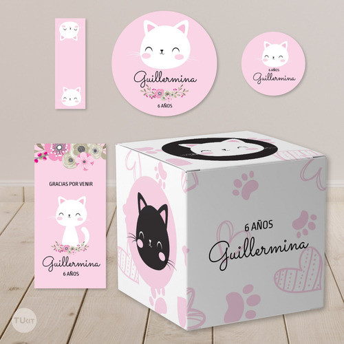 Kit Imprimible Gatitos Cats Flores Candy Bar Tukit 1