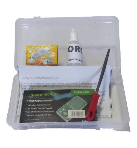 Acido Probar Oro + Balanza +lupa + Lima + Caja Plástica 0