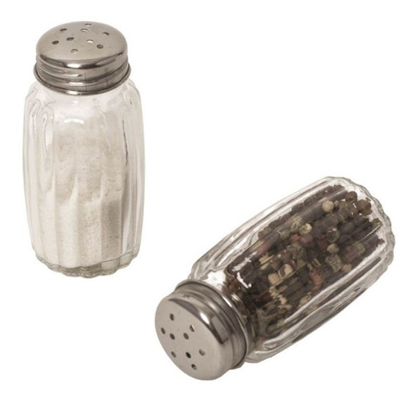 Set Salero Pimentero Sal Pimienta Vidrio Tapa Acero Inox 1