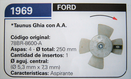 Paleta Electro Ventilador Ford Taunus Ghia C/aire Acond 1969 1