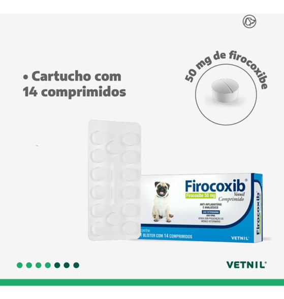Anti-inflamatório Vetnil Firocoxib 50mg 14 Comprimidos P/cão 1